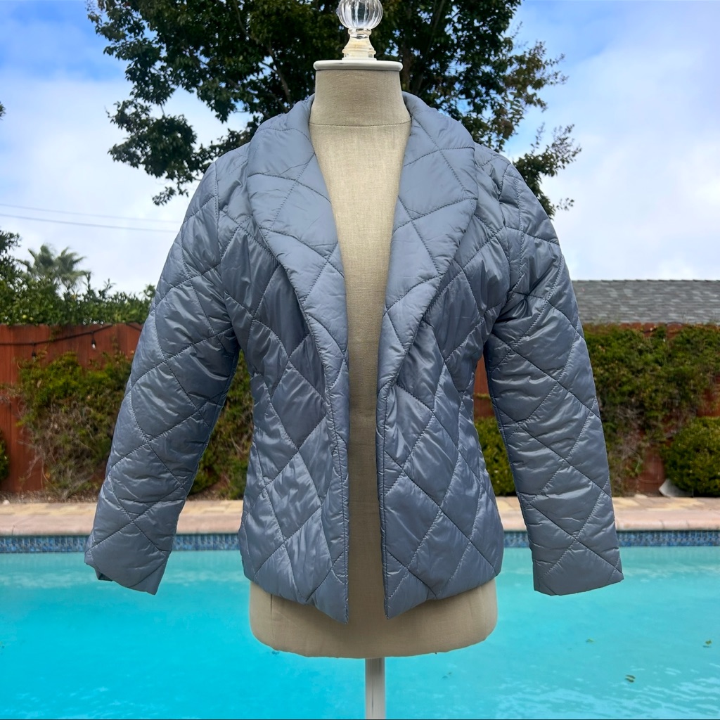Light Blue Quilted Puffer Jacket